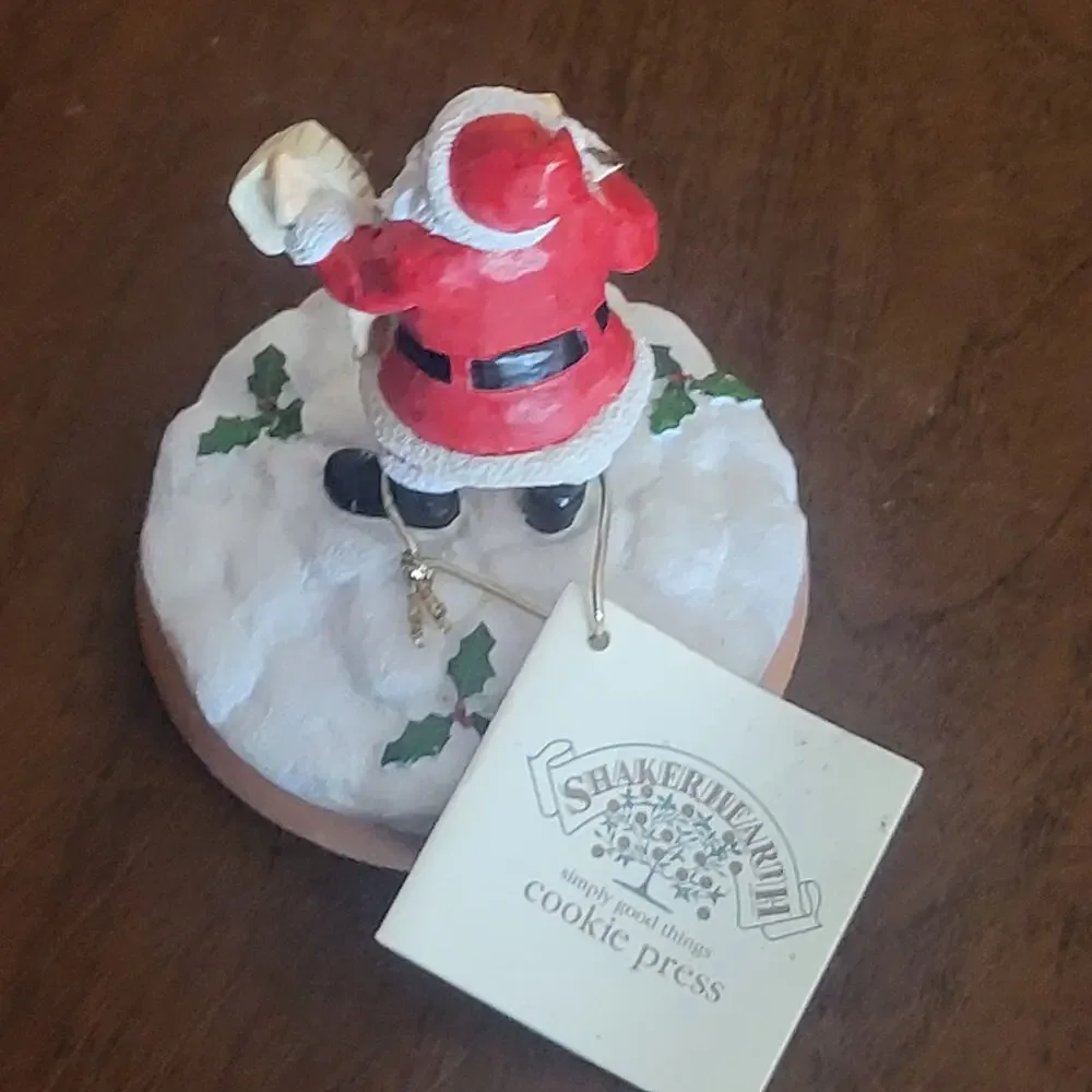 Vtg 1997 Shaker Hearth Santa Claus with List Christmas Cookie Press Clay Figure
